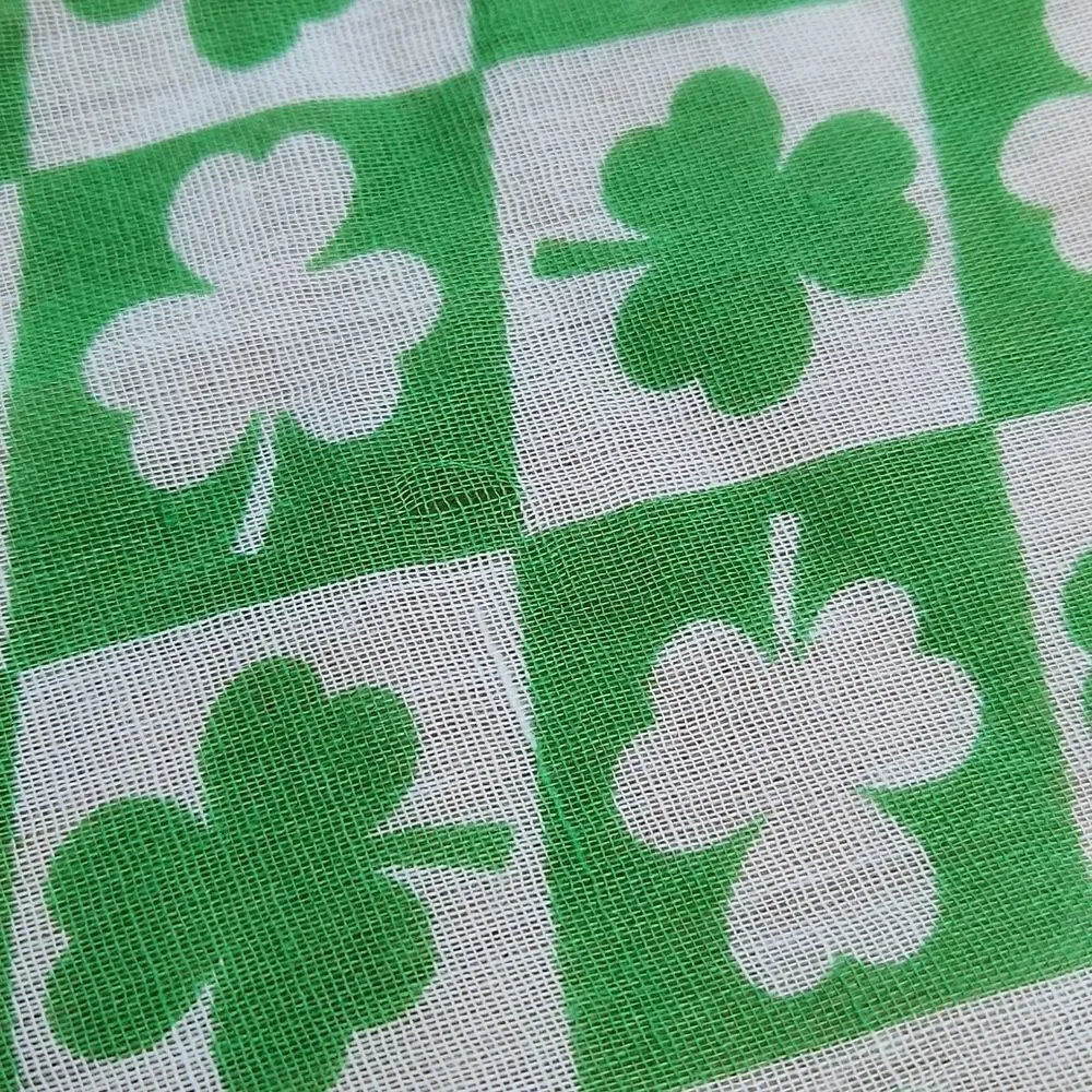 🔺️Green & White Four Leaf Clover Lightweight Scarf